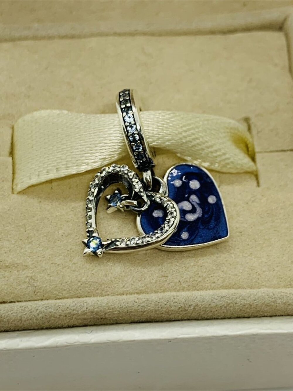Pandora Celestial Shooting Star Heart Double Dangle Charm